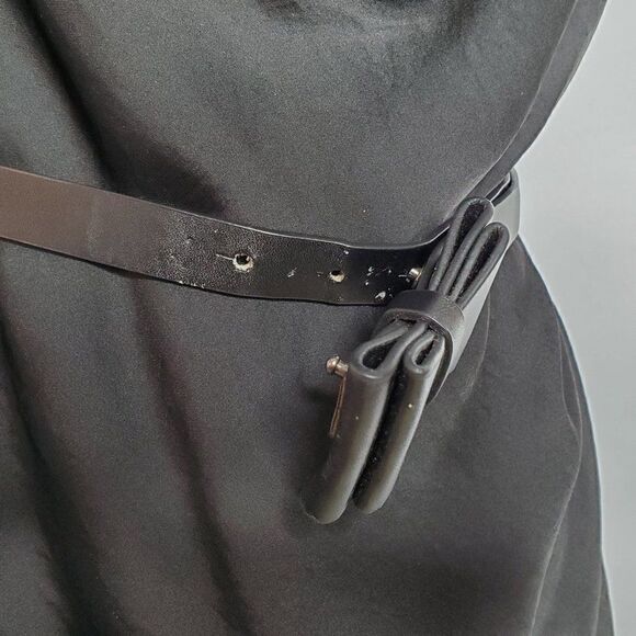 NEW Black Sleeveless Dress Sz S Twisted Slouch Neckline w Belt Ya Los Angeles - Picture 4 of 6